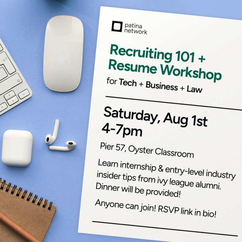 Cover Image for Recruiting 101 & Resume Workshop with Patina Network!