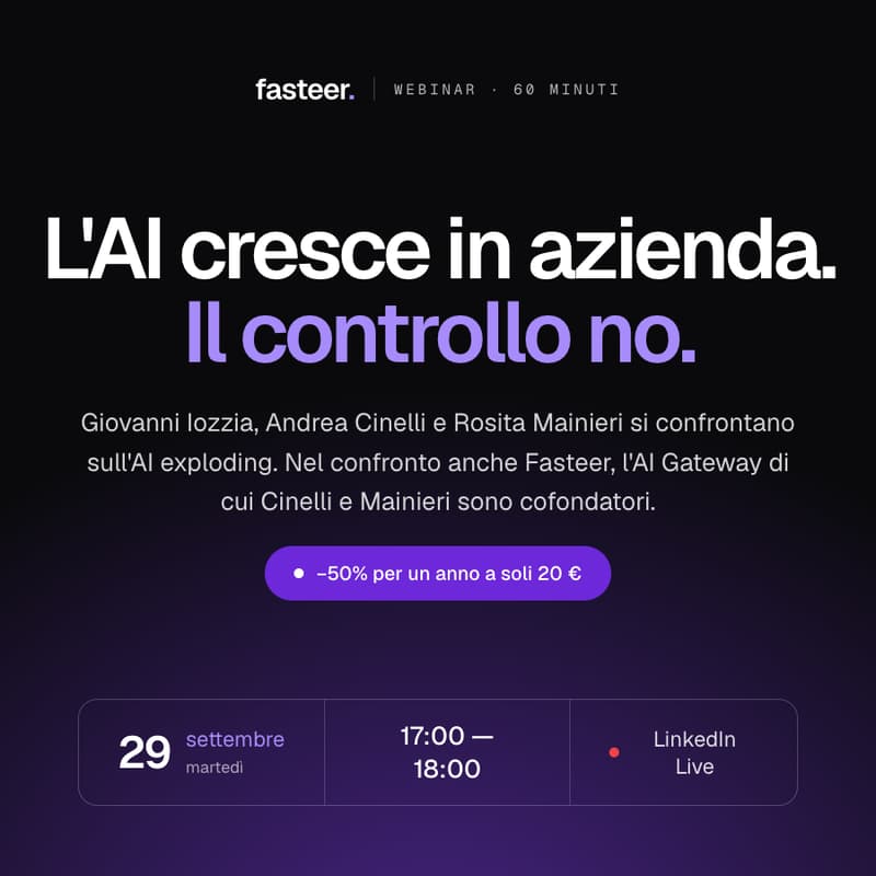 Cover Image for L'AI cresce in azienda. Il controllo no. Idee e soluzioni per avere l'AI in azienda al 100% sotto controllo.