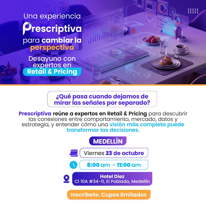 Cover Image for Desayuno con expertos en Retail y Pricing by Prescriptiva - Medellín