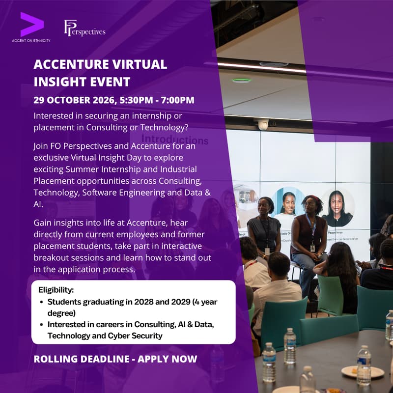 Cover Image for Accenture Virtual insight Event - Internships & Placements