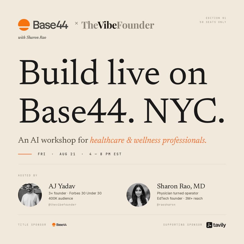 Cover Image for Base44 x TheVibeFounder: AI Workshop — NYC