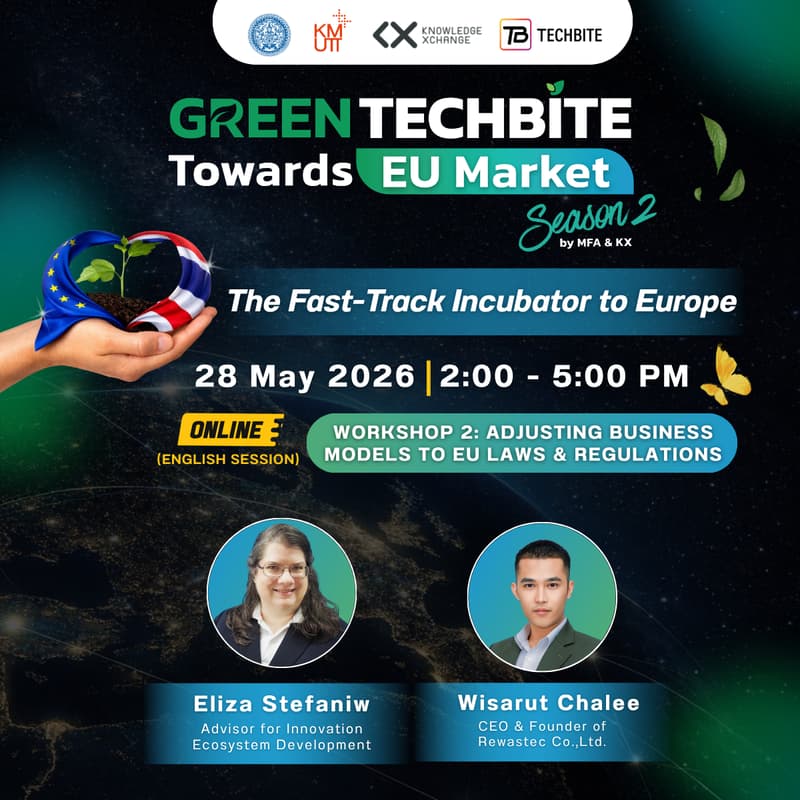 Cover Image for GREEN TECHBITE Towards EU Market Season 2 | Workshop 2 ADJUSTING BUSINESS MODELS TO EU LAWS & REGULATIONS