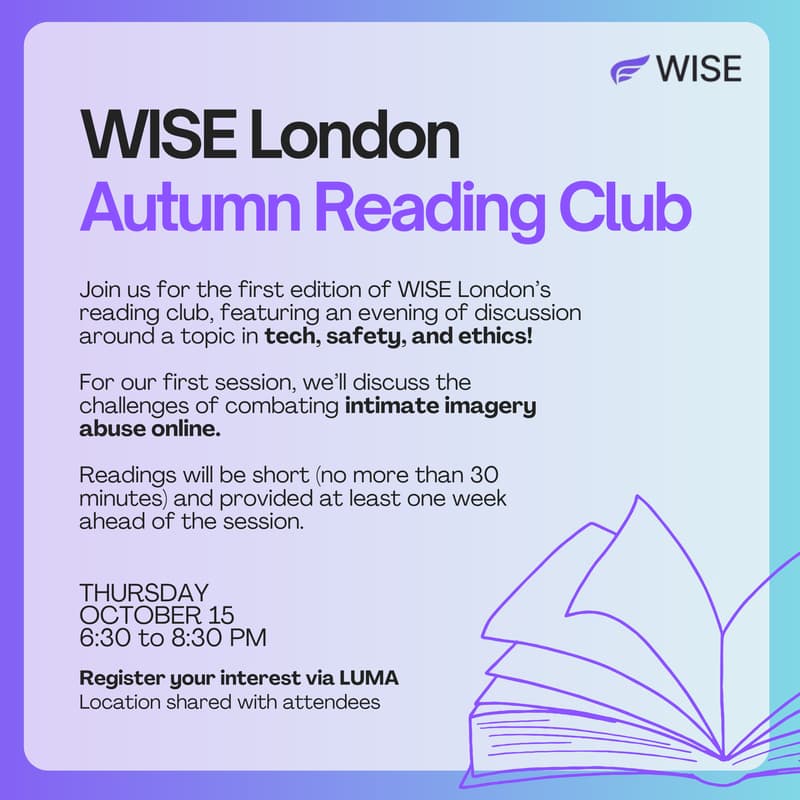 Cover Image for Women in AI Safety and Ethics (WISE) London - Autumn Reading Club