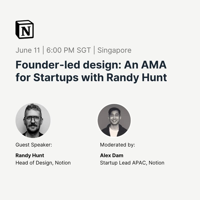 Cover Image for Founder-led design: An AMA for Startups with Randy Hunt, Head of Design @ Notion