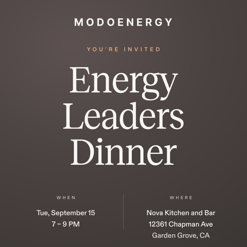 Cover Image for Modo Energy: Energy Leaders Dinner
