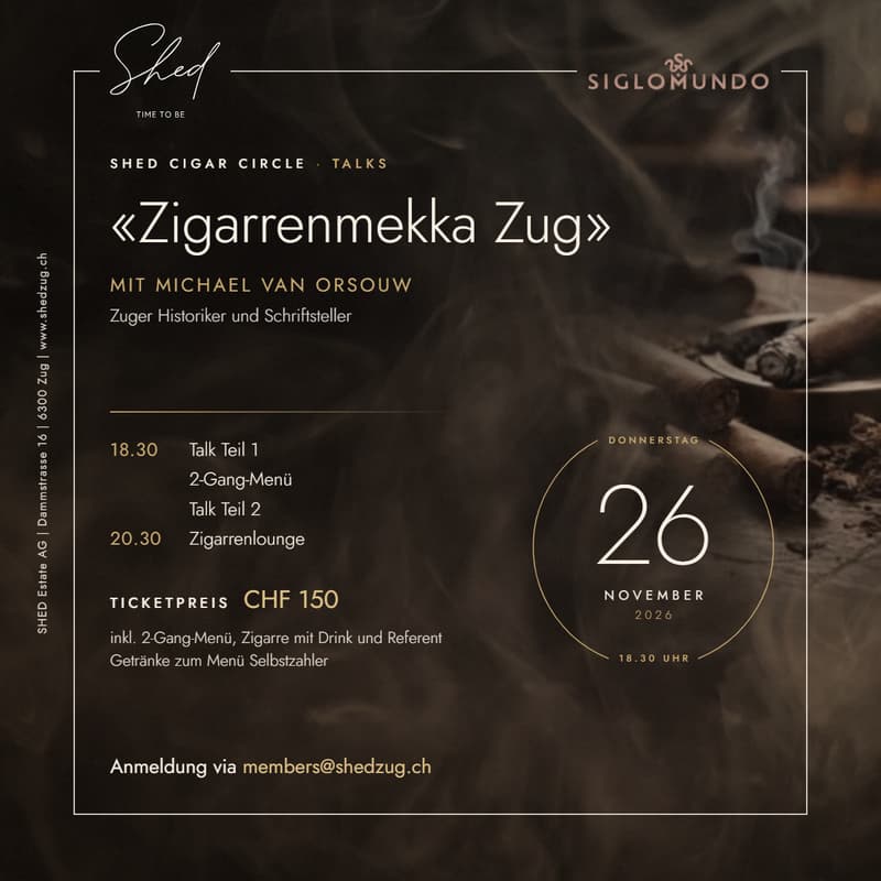 Cover Image for SHED Cigar Circle Talk: «Zigarrenmekka Zug»