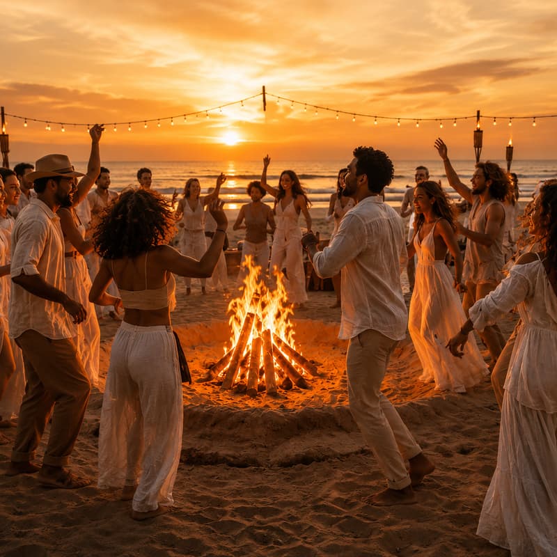 Cover Image for BEACH CLEAN UP, END OF SUMMER COMMUNITY LINEN LUAU & BONFIRE