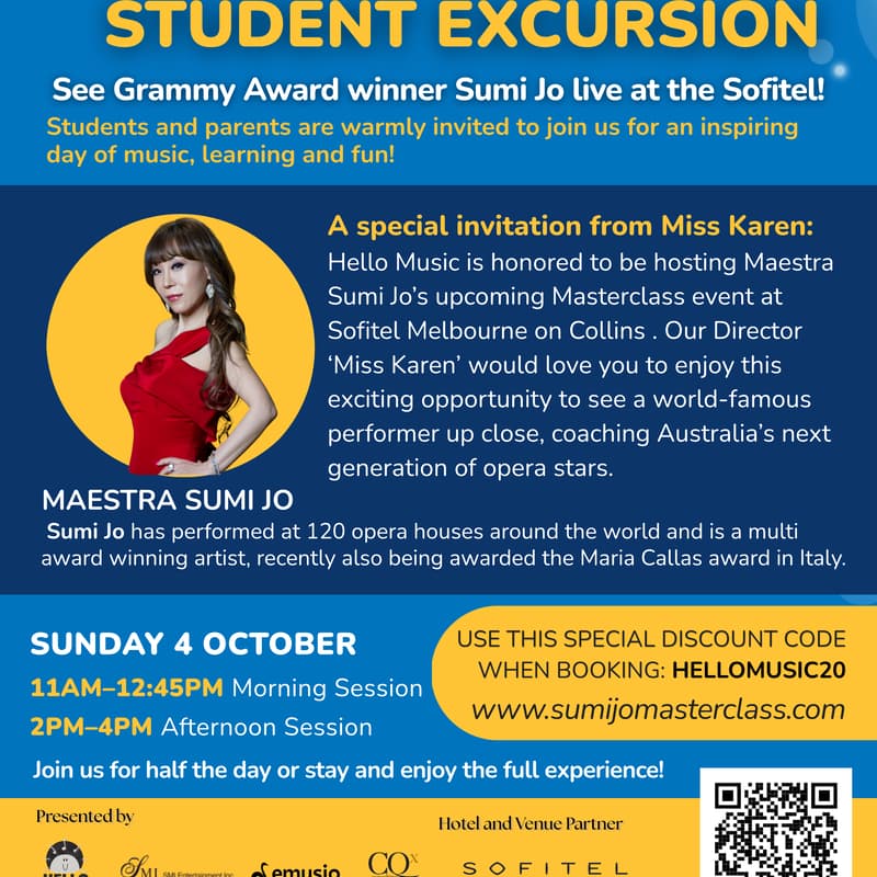Cover Image for Hello Music Excursion to see Grammy Award winning opera legend Sumi Jo at the Sofitel