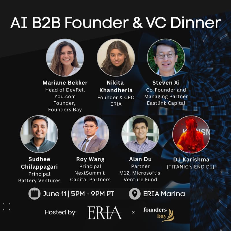 Cover Image for AI B2B Founder & VC Dinner @ ERIA + Live Set by DJ Karisma