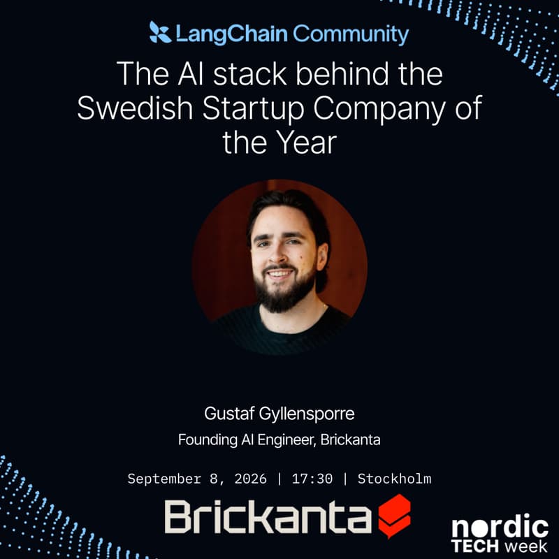 Cover Image for The AI stack behind the Swedish Startup Company of the Year - LangChain Meetup