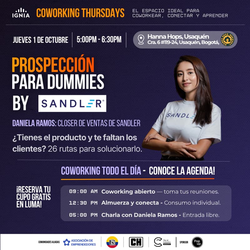 Cover Image for Coworking Thursdays - Masterclass con SANDLER: Prospección para Dummies!
