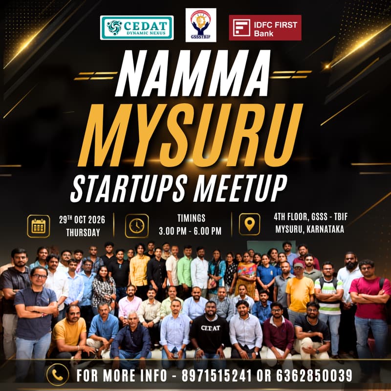 Cover Image for Namma Mysuru Startups Meetup by CEDAT