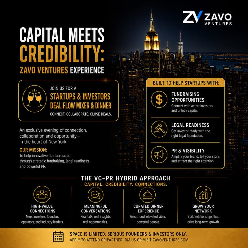 Cover Image for ZavoVentures: Bridging Startup Founders and Investors- Mixer & Dinner