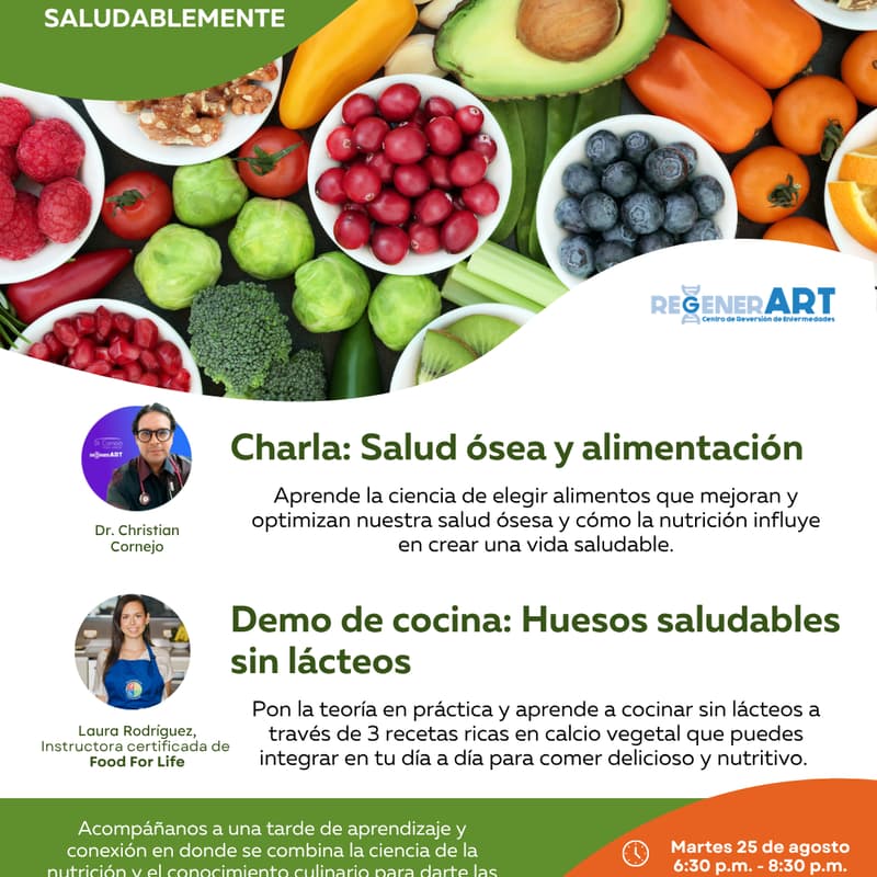 Cover Image for Clase de cocina y nutrición: Huesos saludables sin lácteos - RegenerART + @Plantbased.mex