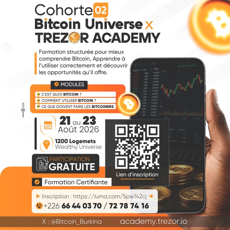 Cover Image for Bitcoin Universe X Trezor Academy 🇧🇫 En Présentiel Uniquement