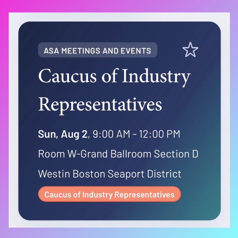 Cover Image for Caucus Of Industry Reps: JSM workshop (JSM Registrants)