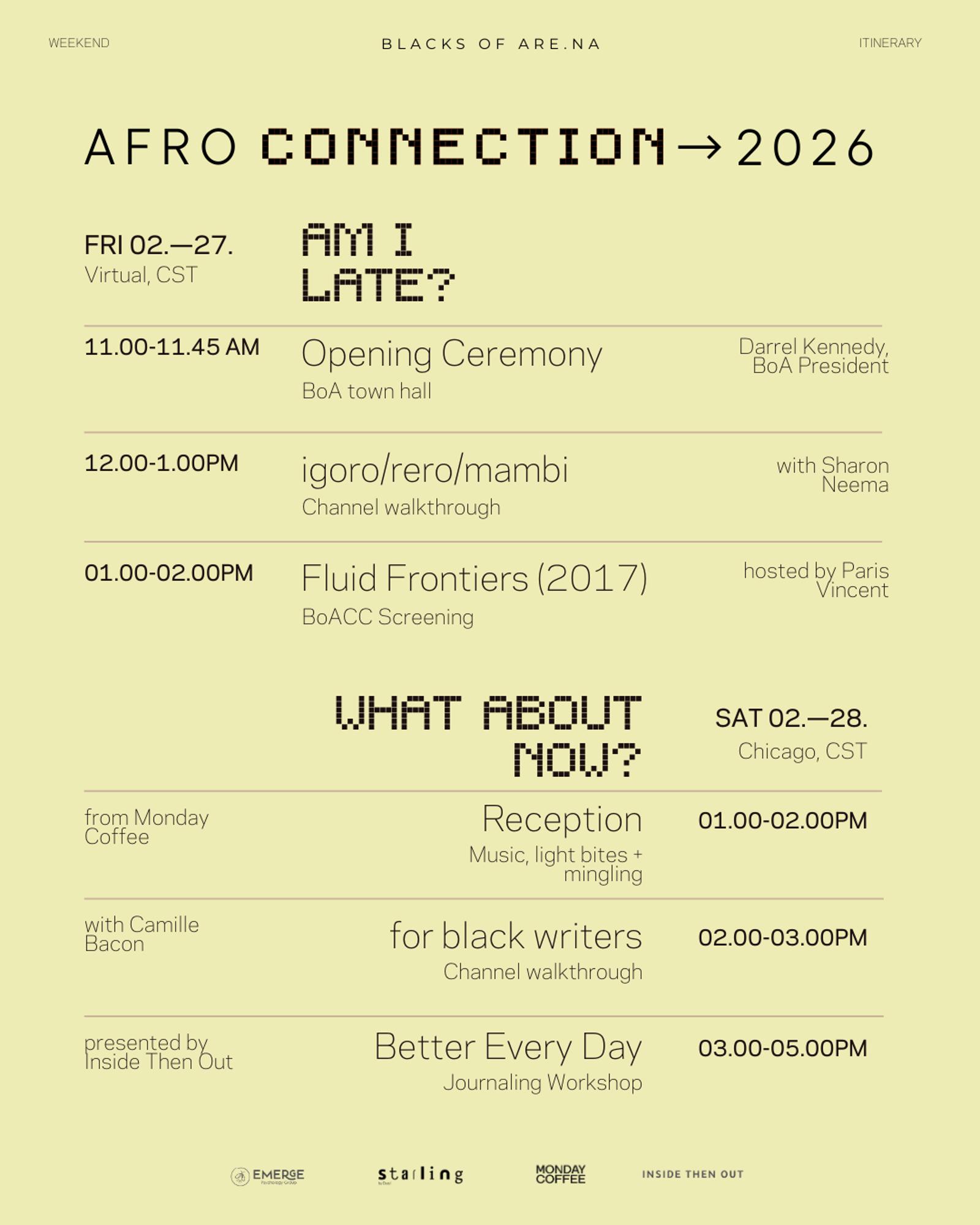 Afro Connection “What About Now?” AFROCONNECTION → 2026 · Luma