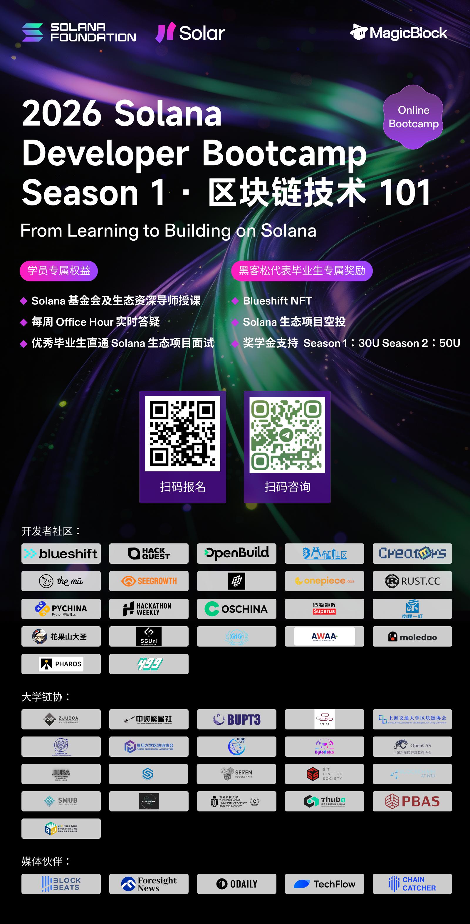 2026 Solana 开发者训练营· Season 1 | 线上. 免费课程· Zoom · Luma