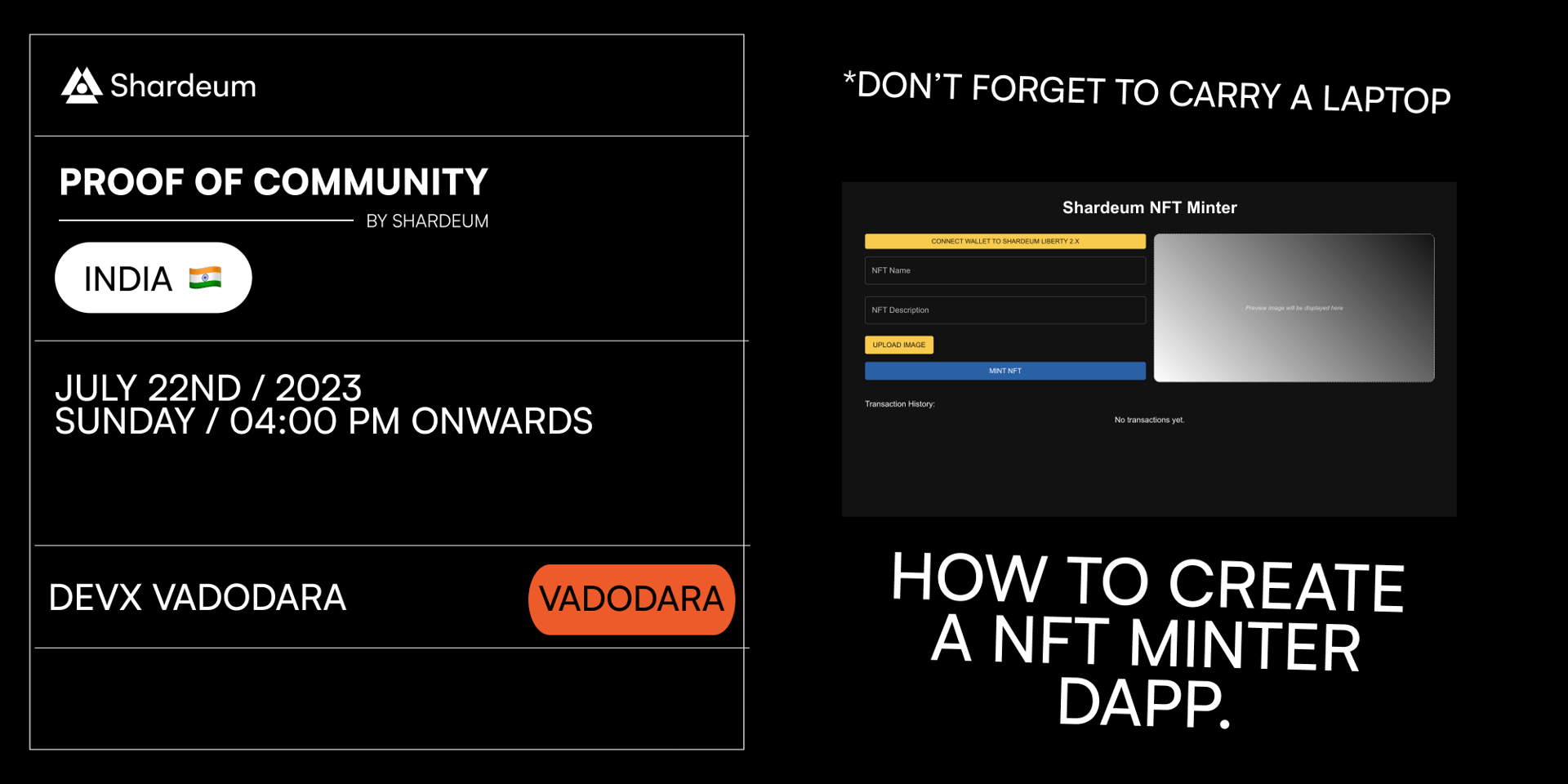 Cover Image for Buidl a NFT Minter dApp on Shardeum @ Vadodara