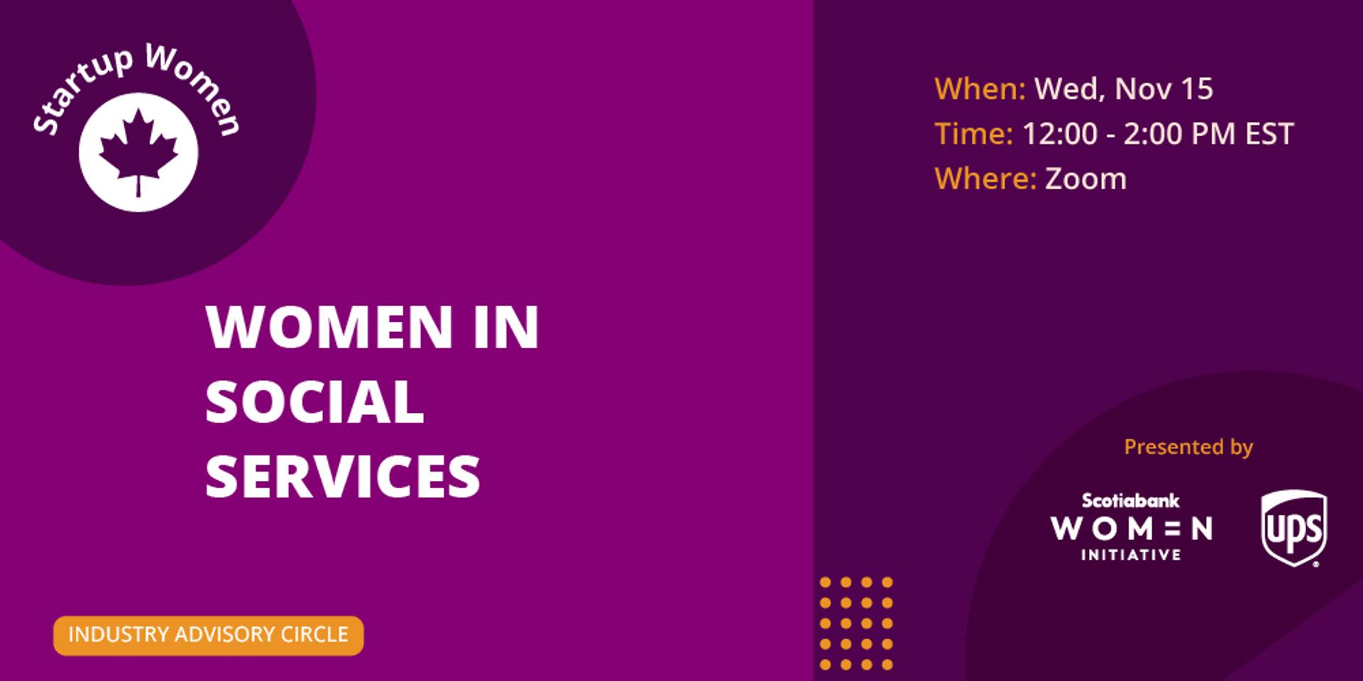 Women in Social Services Startup Women · Zoom · Luma