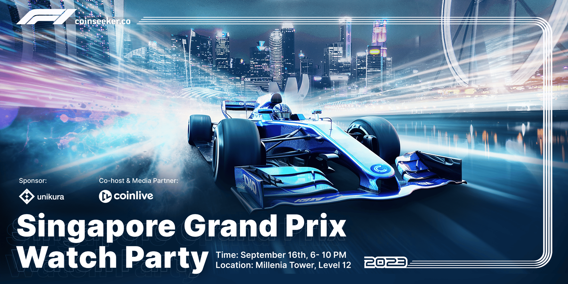 Cover Image for Coinseeker.co Presents: F1 Singapore Grand Prix Watch Party 🏎 