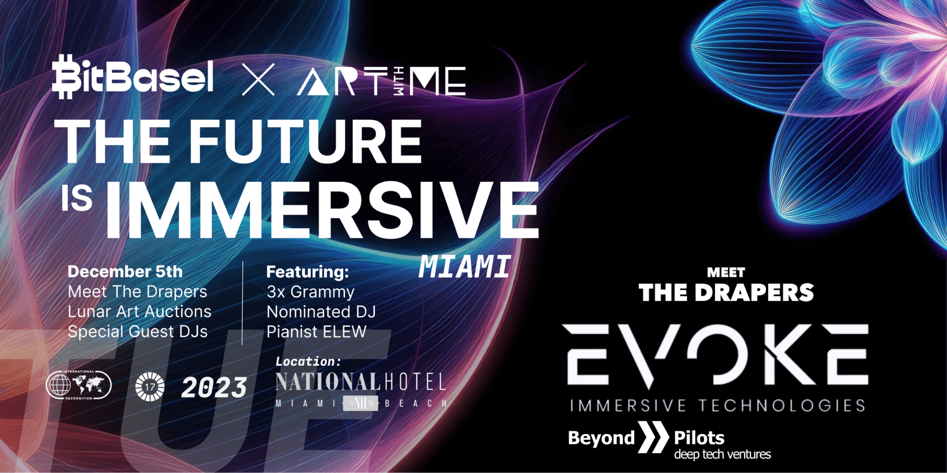 Cover Image for BitBasel, Art With Me, and EVOKE Present The Future is Immersive : A Fusion of Art, Tech, and Visionaries featuring "Meet the Drapers"