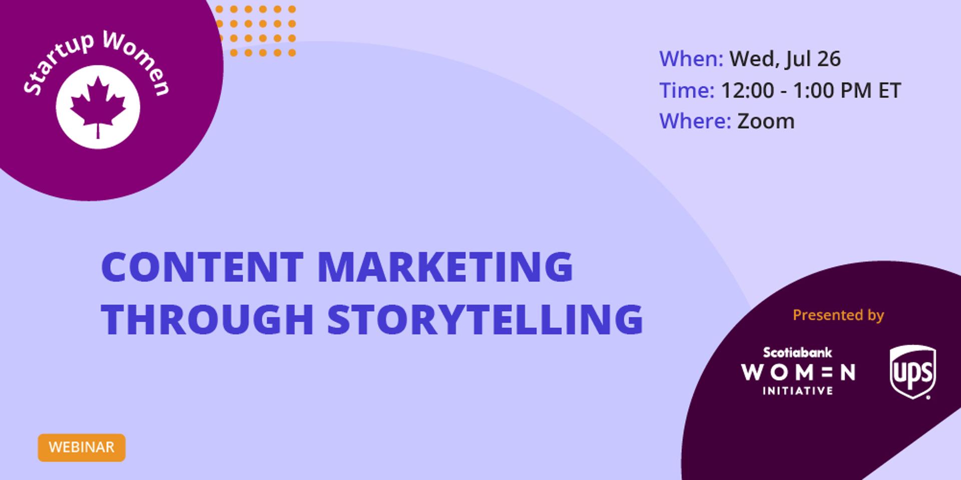 Cover Image for Content Marketing Through Storytelling | Startup Women