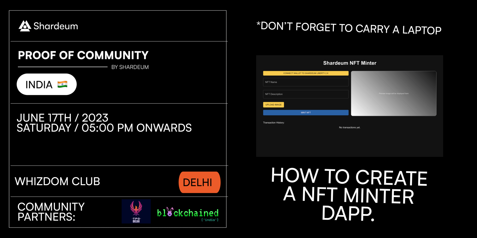 Cover Image for Buidl a NFT Minter dApp on Shardeum @ Delhi