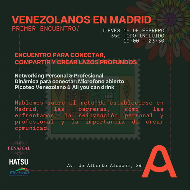 Cartel de Venezolanos en Madrid - Primer encuentro 🇻🇪