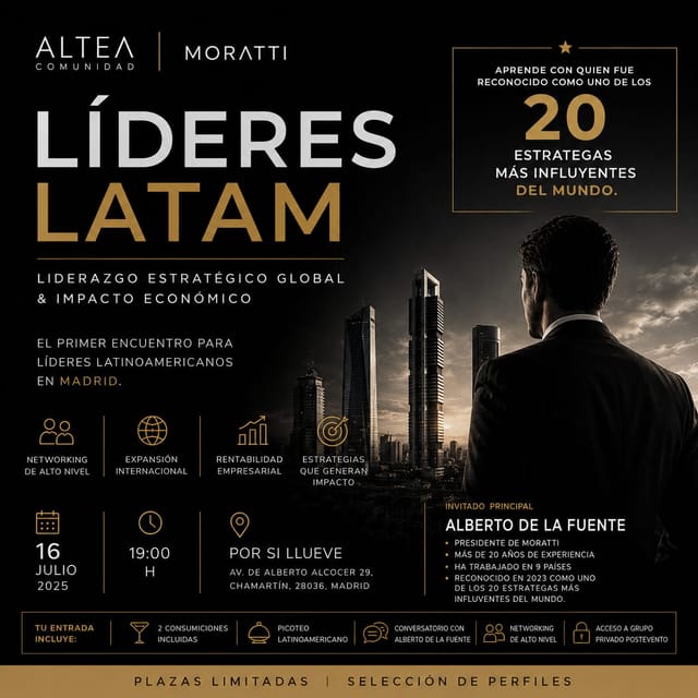 Cartel de LÍDERES LATAM - liderazgo estratégico global & impacto económico con Alberto de la Fuente