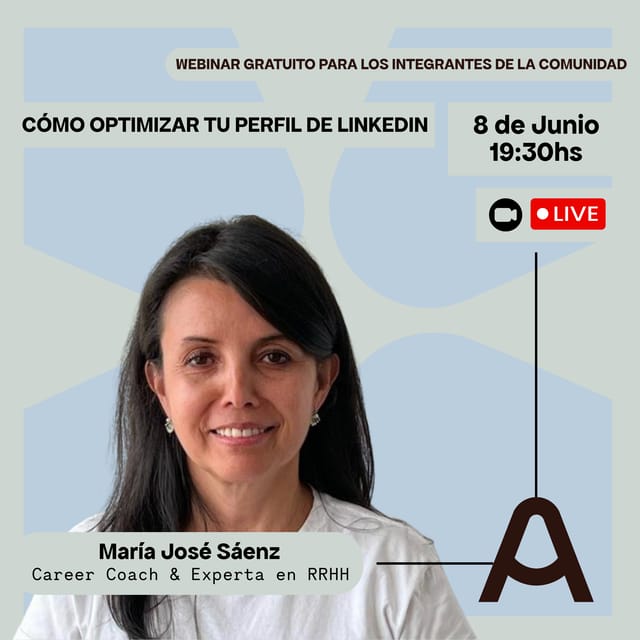 Cartel de Sesión práctica: cómo optimizar tu perfil de linkedin - María José Sáenz x Altea
