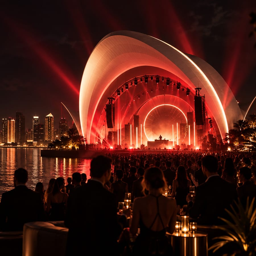 AI Wellness Goes Red for the Holidays — Music, Light + Longevity · YOUNG & WELL: 50 poster