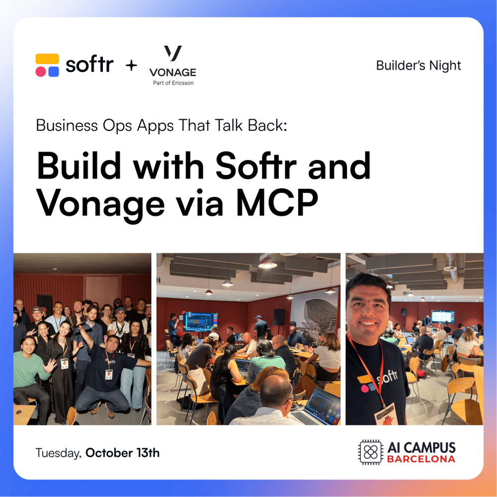 Cover of Business Ops Apps That Talk Back: Build with Softr x Vonage