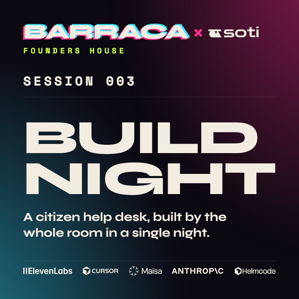 Portada de BARRACA 003 × SOTI · BUILD NIGHT