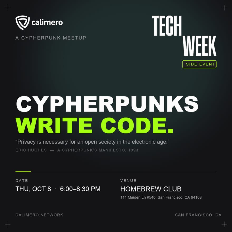 Cypherpunk meetup: San FranciscoTechWeek