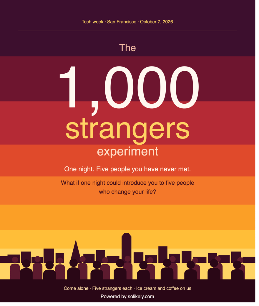 THE 1,000 STRANGERS EXPERIMENT. 1,000 strangers. 5 introductions. 5 scoops of ice cream. #SFTechWeek