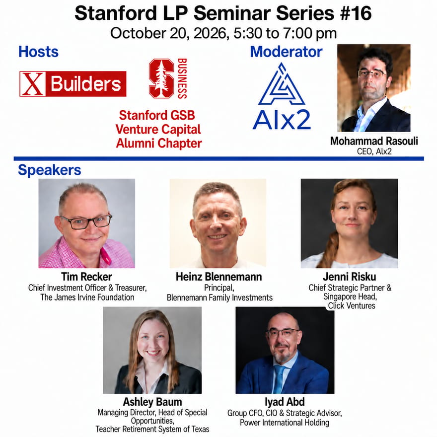 Stanford LP Seminar Series #16 (James Irvine Foundation; Blennemann Family; Click Ventures; Texas TRS; Power International Holding)