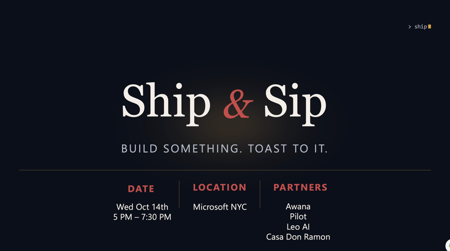 Ship & Sip 🥂 @Microsoft - NYC's Build-Along Happy Hour (Vol. 2)