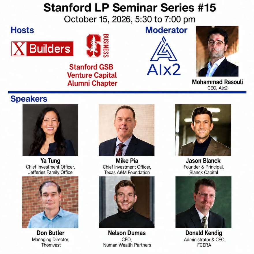 Stanford LP Seminar Series #15 (Jefferies Family Office; Texas A&M Foundation; Blanck Capital; Thomvest; Numan Wealth Partners; FCERA)
