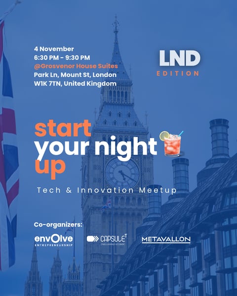 START your night UP | Founders in Tech & Innovation Meet Up by Envolve Entrepreneurship x CapsuleT Accelerator x Metavallon VC