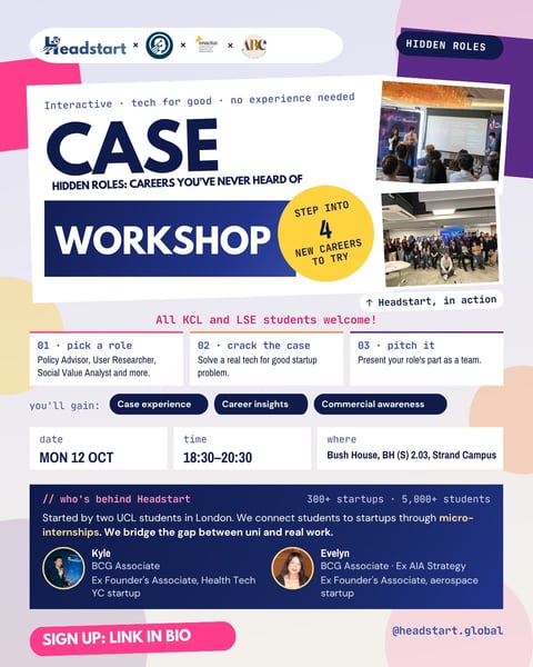 Tech-for-Good Start-Up Case & Careers Workshop: Hidden Roles Edition