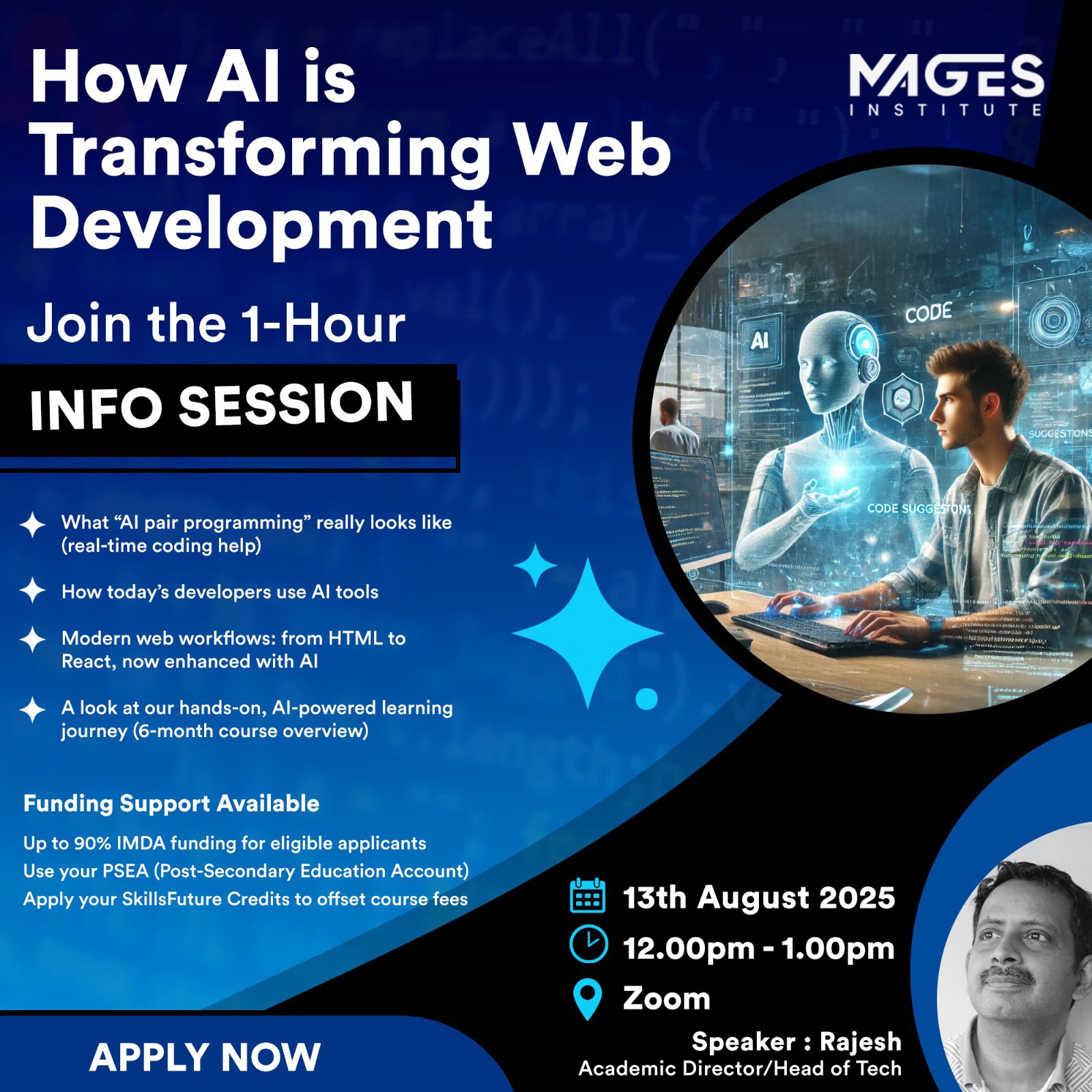 MAGES Institute | Full Stack Web Development with AI – Virtual Info Session (13 Aug 2025)