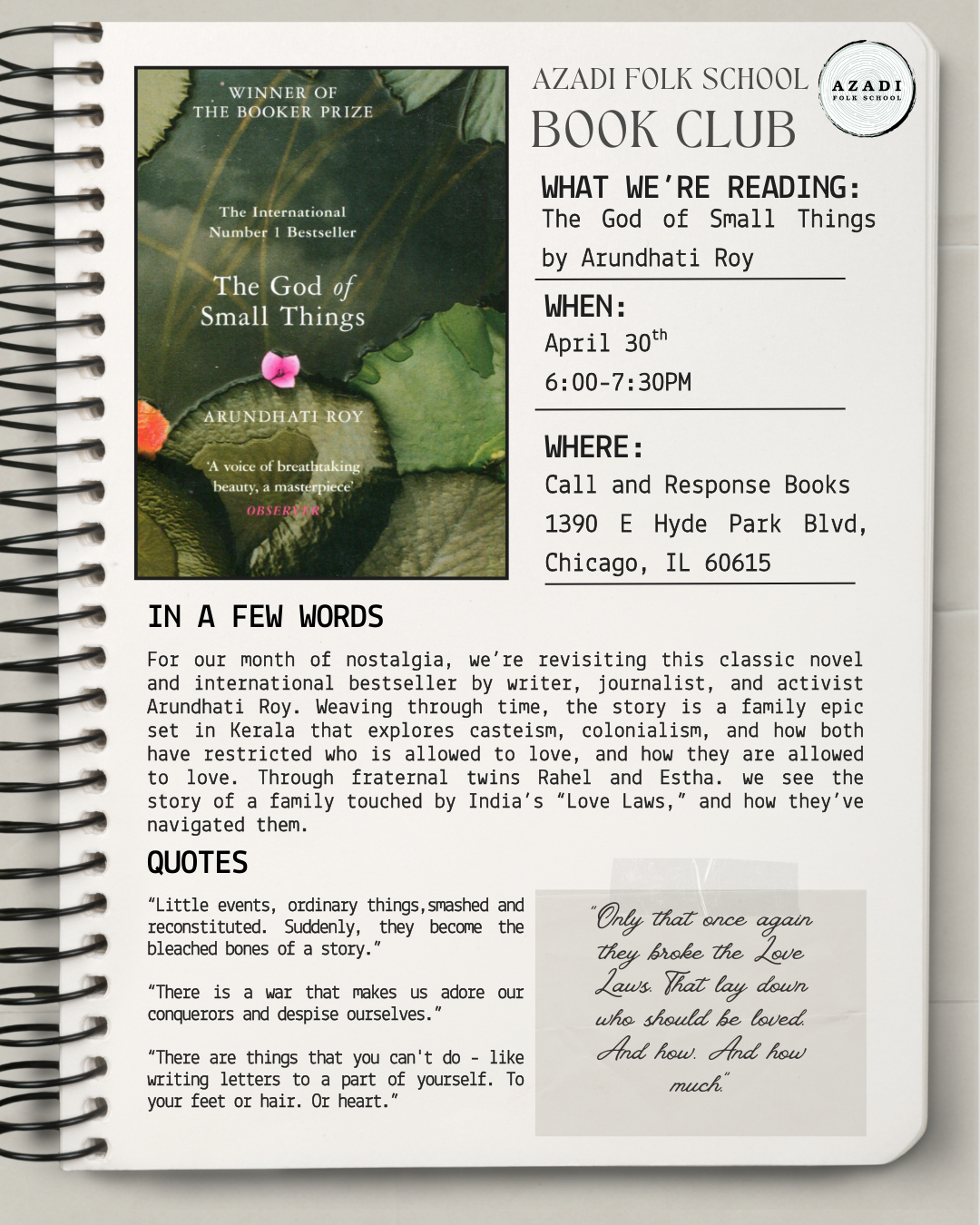 Book Club: The God of Small Things by Arundhati Roy