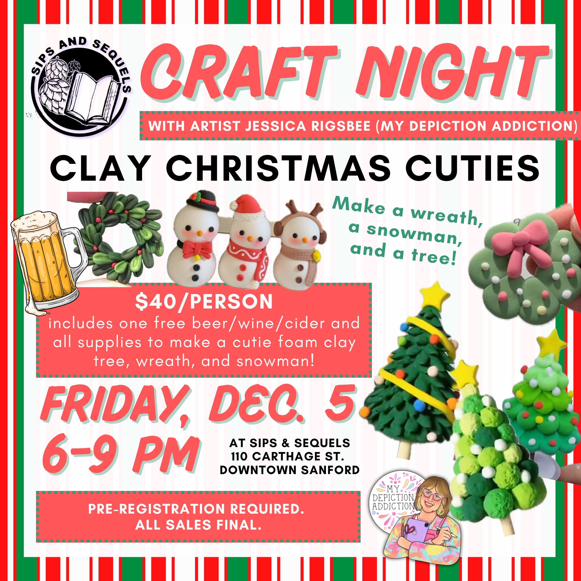 🎄 Clay Christmas Cuties @ Sips & Sequels