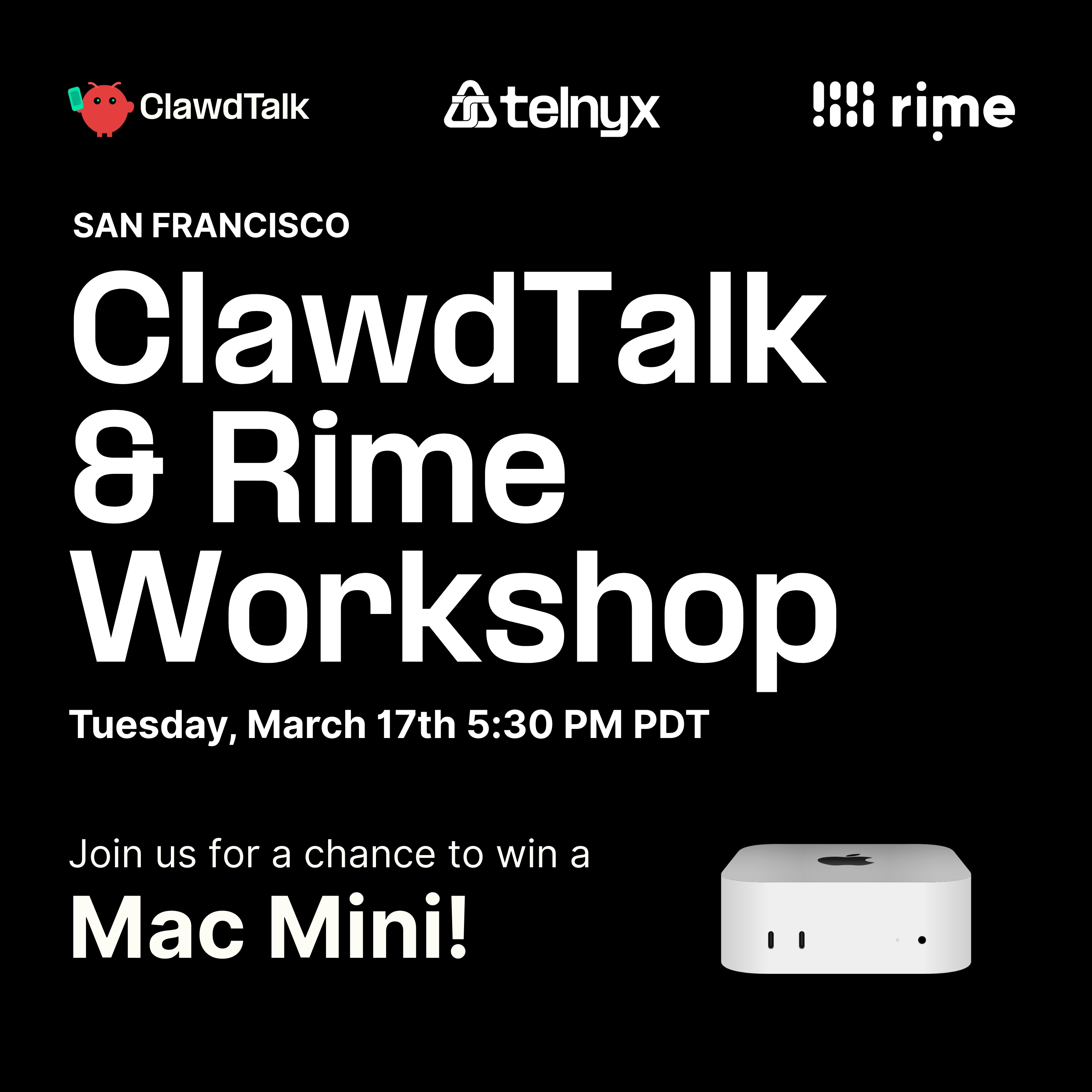 ClawdTalk & Rime Workshop