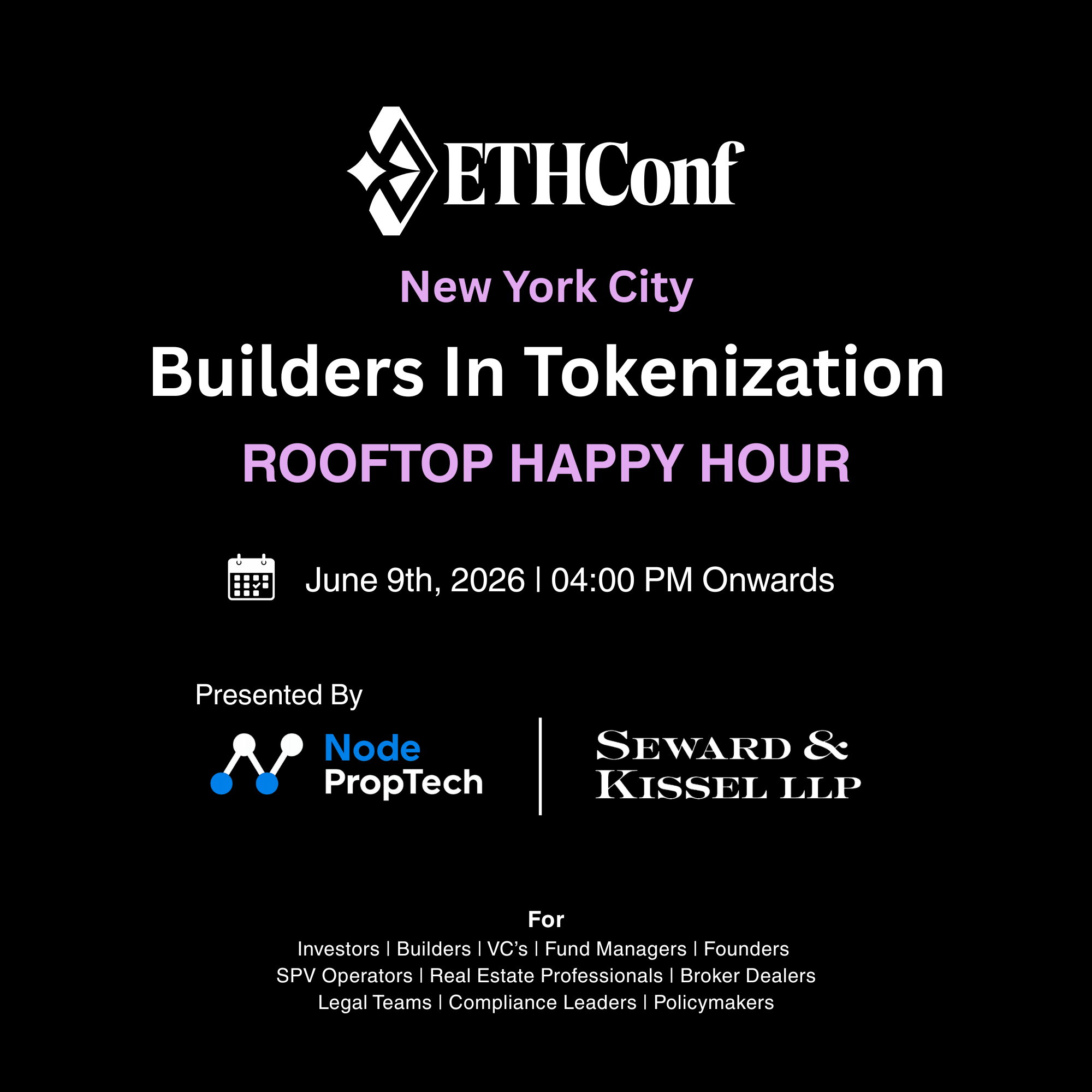 Builders in Tokenization - Rooftop Happy Hour Hosted by Node PropTech and S&K