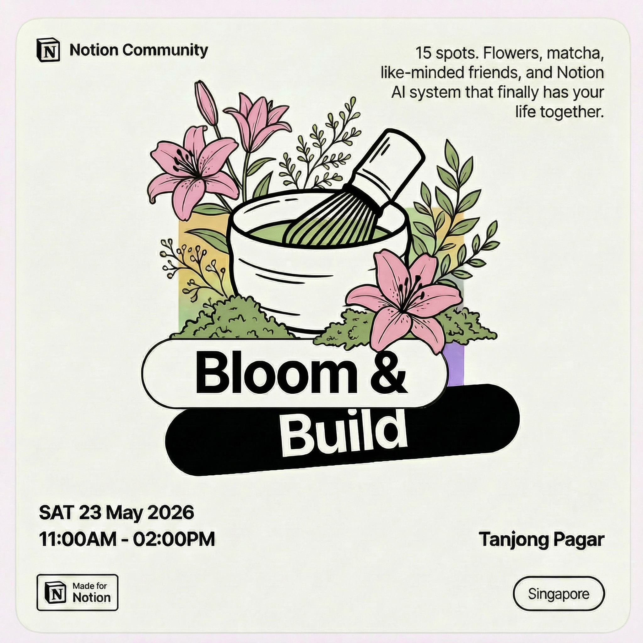 Notion Workshop: Build & Bloom - Flowers, Matcha, and Your New Favourite Productivity System