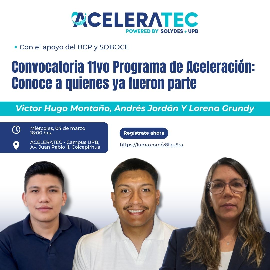 Convocatoria 11vo Programa de Aceleración auspiciado por: BCP y SOBOCE (Cochabamba)