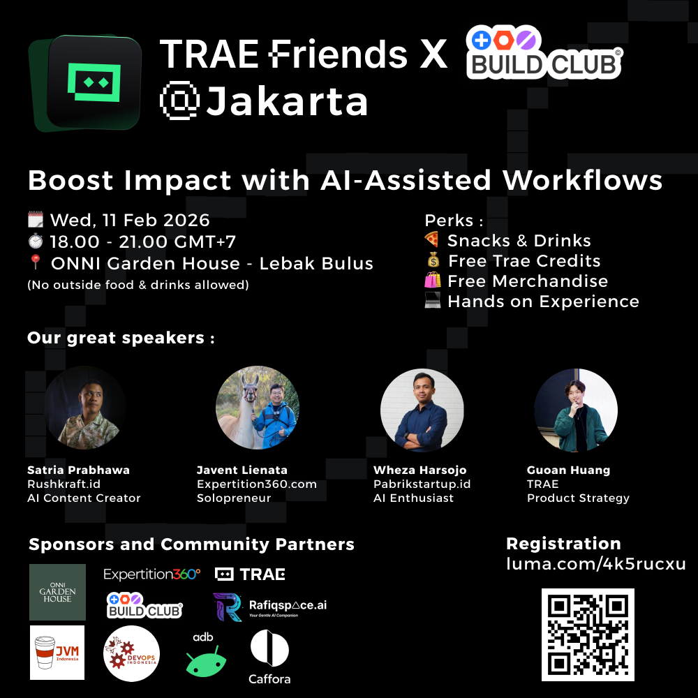 Trae Friends @ Jakarta x Buildclub.ai Meetup (Boost Impact with AI-Assisted Workflows)