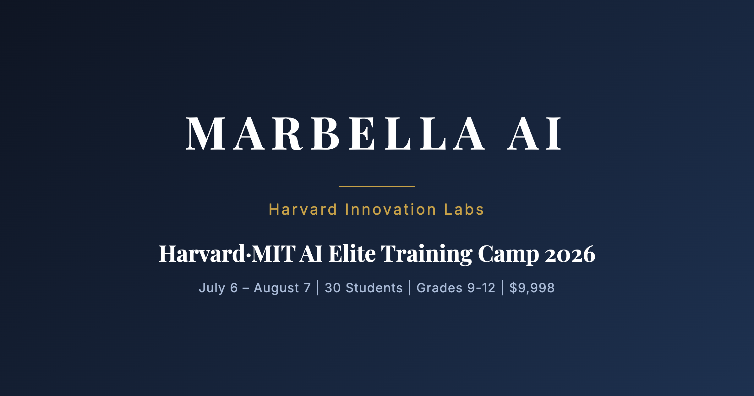 Harvard·MIT AI Elite Training Camp | 哈佛·MIT AI精英训练营 2026